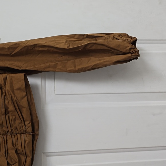 ZARA Woman Studio Brown Draped Crop Top Puff Sleeve - Picture 9 of 13